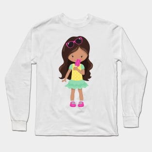 Girl With Ice Cream, Latina Girl, Cute Girl, Dress Long Sleeve T-Shirt